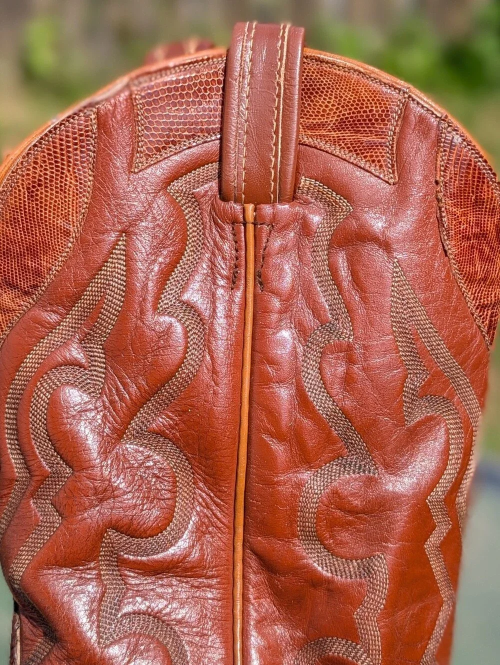 Men's Tony Lama Size 9.5 Brown Teju Lizard Western Cowboy BOOTS